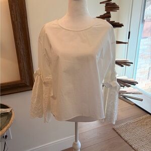 Sea New York Cream Blouse with Lace Sleeves